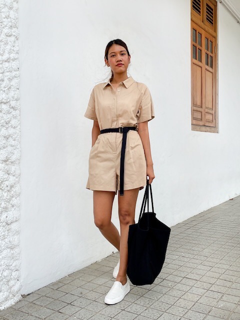 Check styling ideas for「Linen-Blend Short-Sleeve Romper」