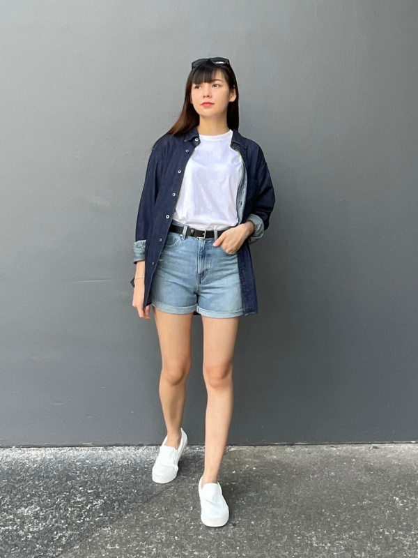 Girl high waisted shorts on sale denim