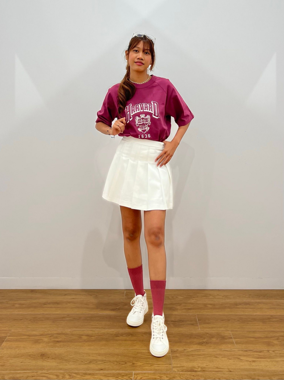 Pink pleated skirt uniqlo best sale