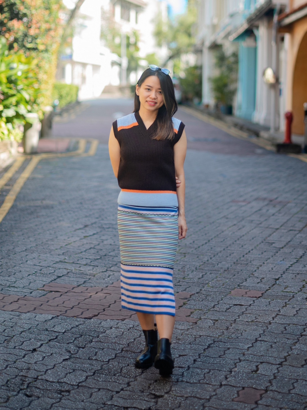 Striped knit skirt outlet short