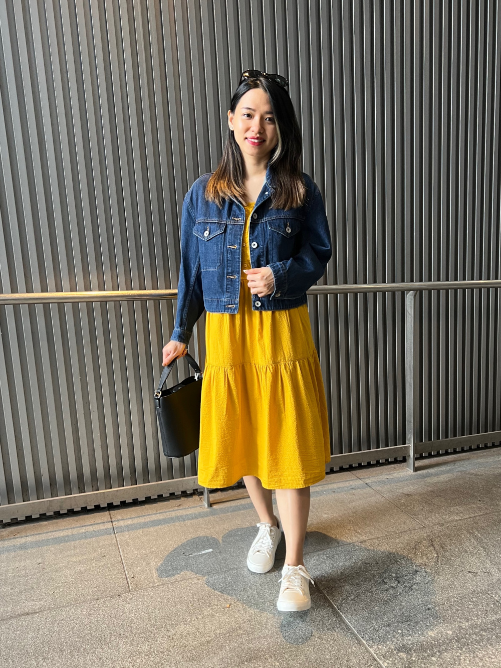 Check styling ideas for「Denim Cropped Jacket、Rugger Polo Shirt」