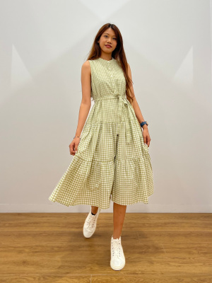 uniqlo slub cotton sleeveless dress Women's Slub Cotton Sleeveless Dress (Check)