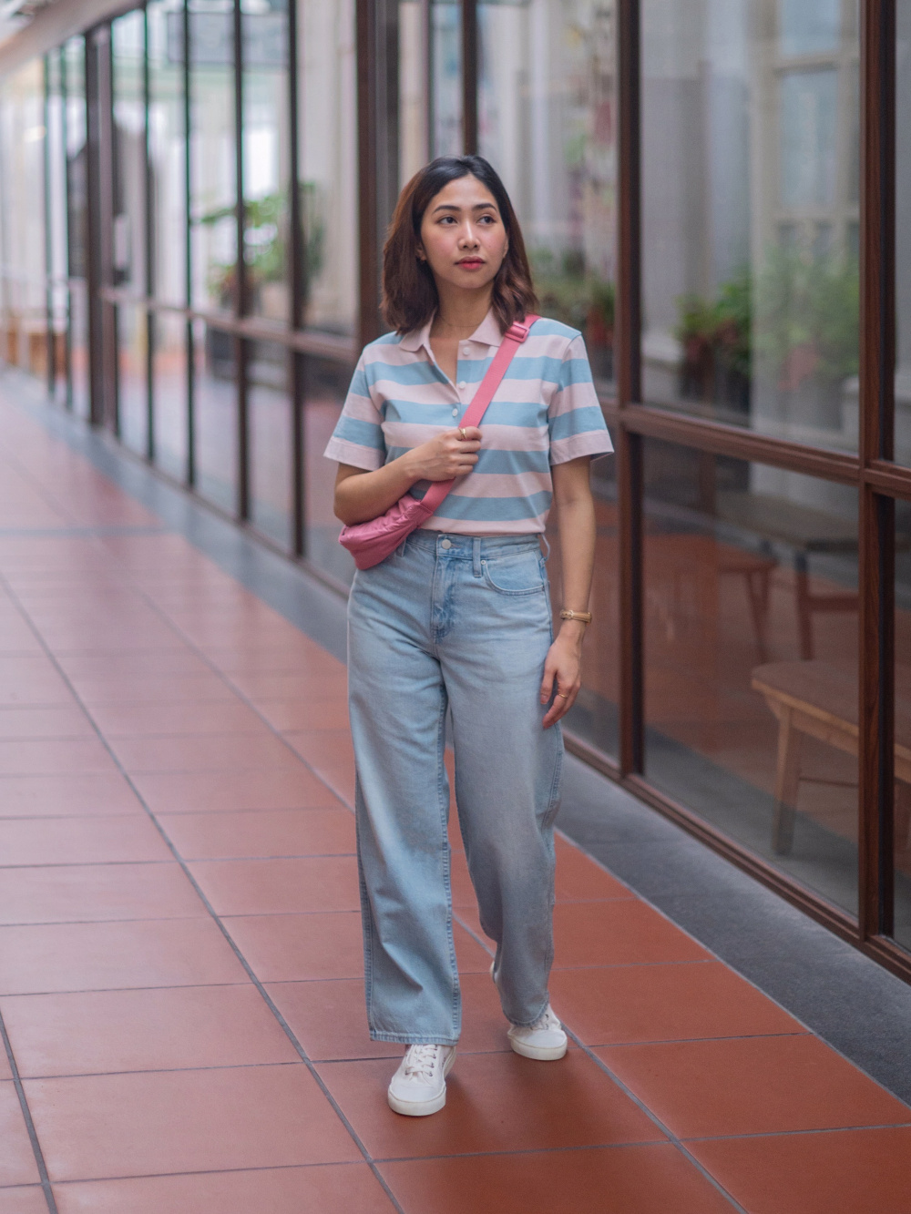 Check styling ideas for Cropped Relaxed Striped Polo Shirt Boyfriend Tapered Jeans UNIQLO SG