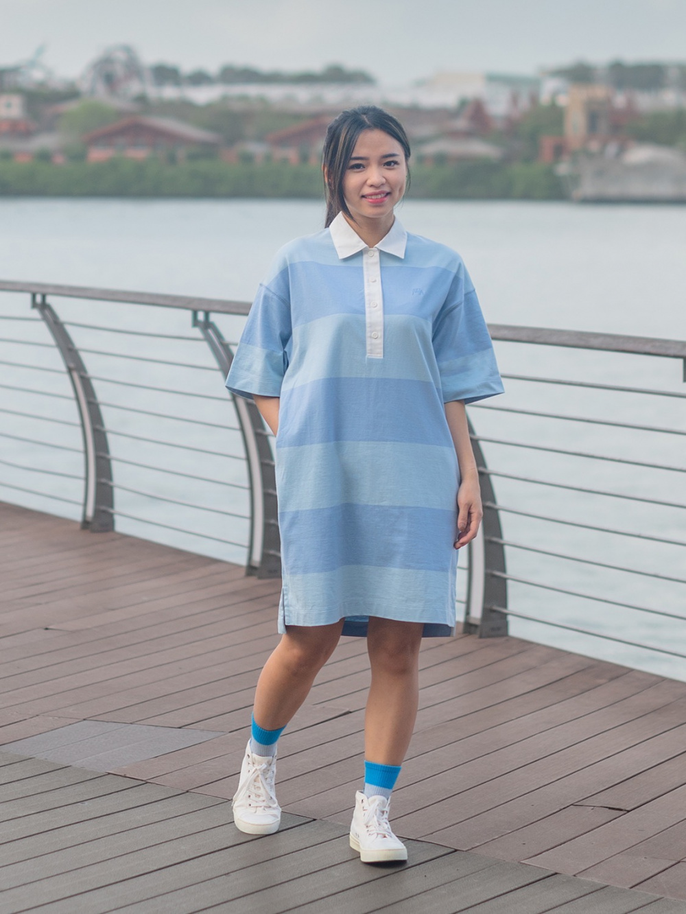 Striped polo best sale shirt dress