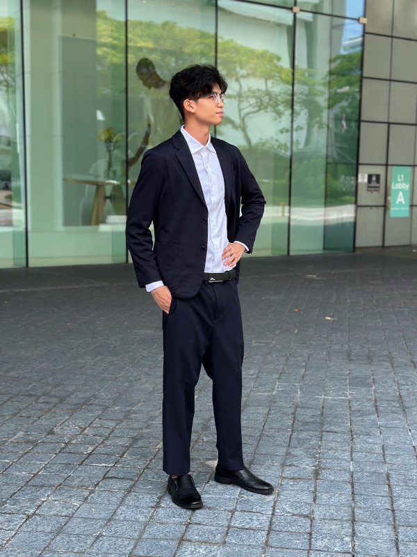 MEN'S SMART ANKLE PANTS (WOOL-LIKE) (REGULAR LENGTH: 64.5-70.5CM)