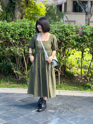 uniqlo linen blend shirring dress Women's Linen Blend Shirring Dress (Sleeveless)