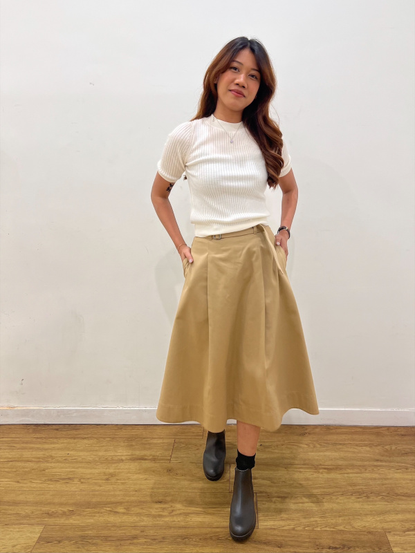 WOMEN'S COTTON BELTED FLARED SKIRT | UNIQLO VN