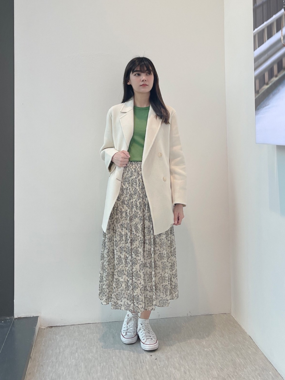 Check styling ideas for「Double Face Short Coat、3D Knit Dolman 3