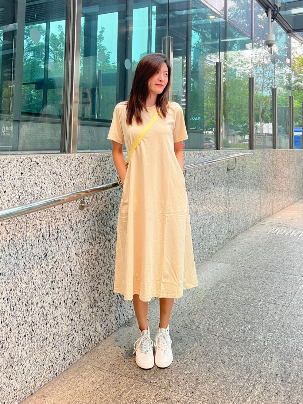 UNIQLO UNIQLO U AIRISM COTTON SHORT SLEEVE DRESS