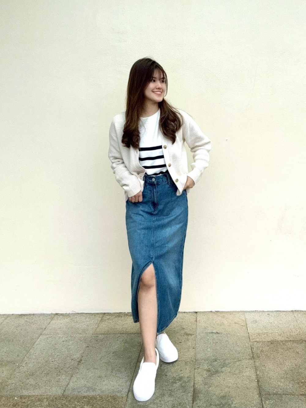 Long denim skirt outlet 3d