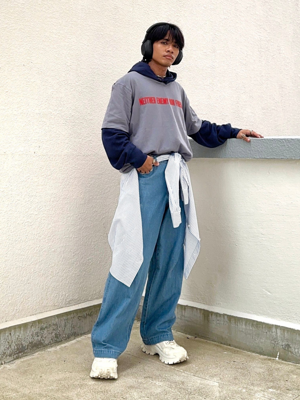 Check styling ideas for「Sweat Pullover Long Sleeve Hoodie、Oversized Pocket  Crew Neck Half Sleeve T-Shirt」