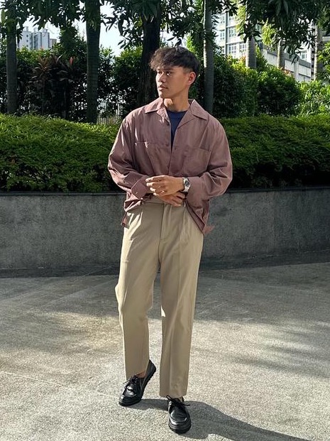 An outfit using Over Shirt Jacket (Cotton Linen) and Open Collar