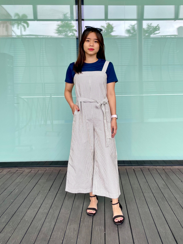 CHECK STYLING IDEAS FOR STRIPED LINEN BLEND JUMPSUIT CREW NECK SHORT SLEEVE T SHIRT UNIQLO SG