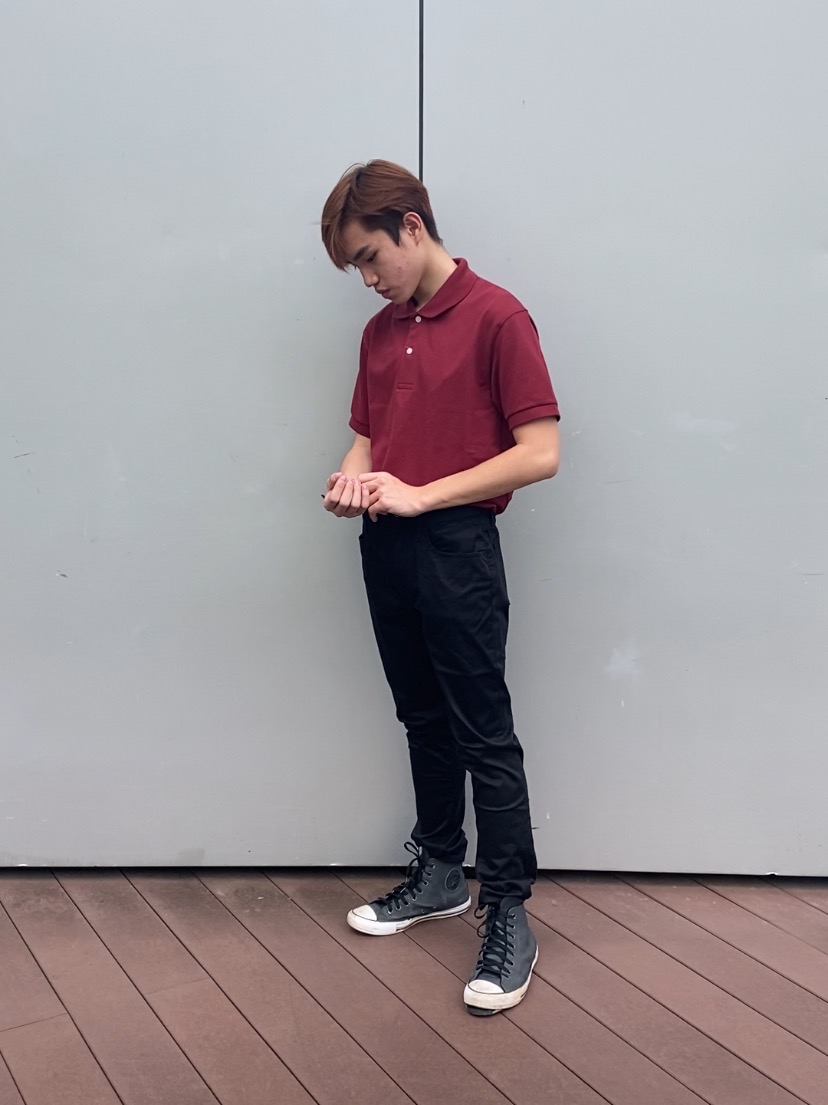 Check styling ideas for「Dry Pique Short Sleeve Polo Shirt、Ultra Stretch  Colour Jeans (Regular Length: 76-79cm)」