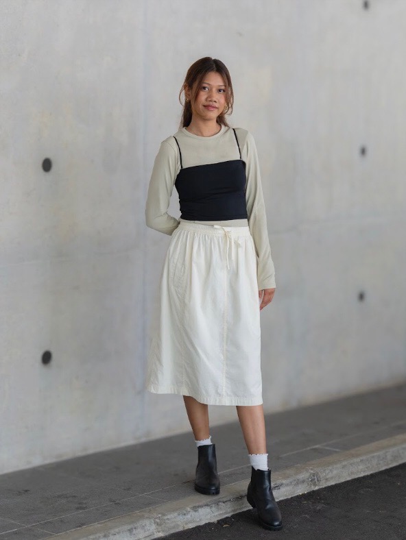 Shop looks for「Volume Long Skirt、AIRism Cotton Cropped Tube BRA