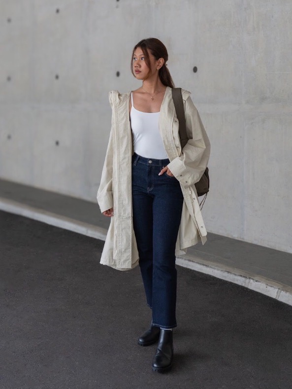 Check styling ideas for「AIRism Bra Camisole、Utility Hooded Coat」