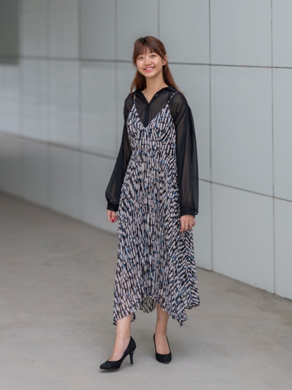 uniqlo pleated camisole dress Women's Pleated Camisole Dress (Dot)