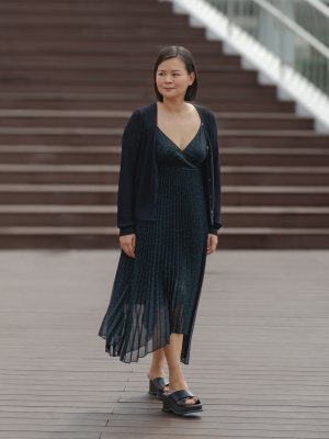 uniqlo pleated camisole dress Women's Pleated Camisole Dress (Dot)