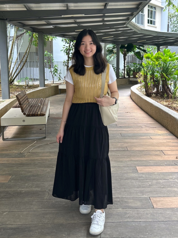 CHECK STYLING IDEAS FOR MINI T SHIRT CRINKLE COTTON TIERED SKIRT UNIQLO VN