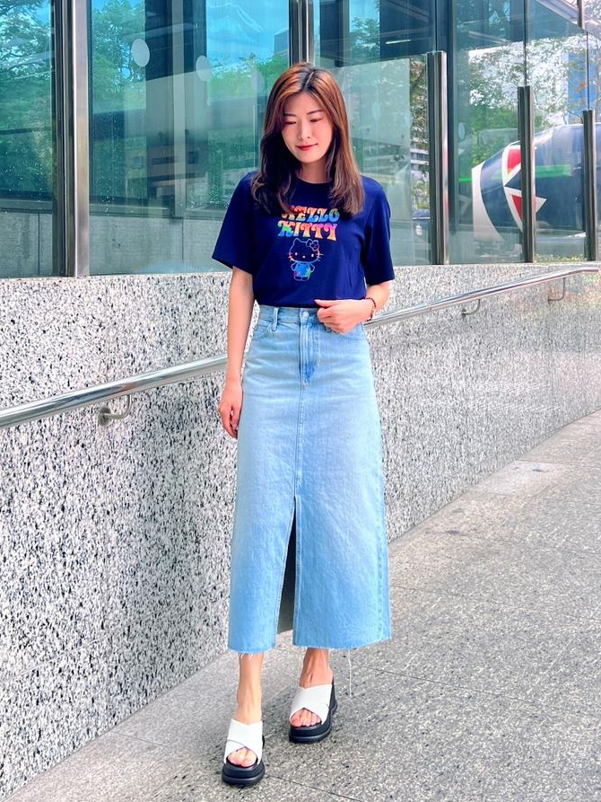 Long denim skirt 3d hotsell