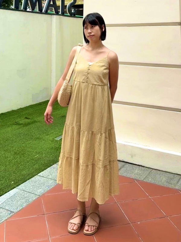 WOMEN'S CRINKLE COTTON CAMISOLE DRESS | UNIQLO SG