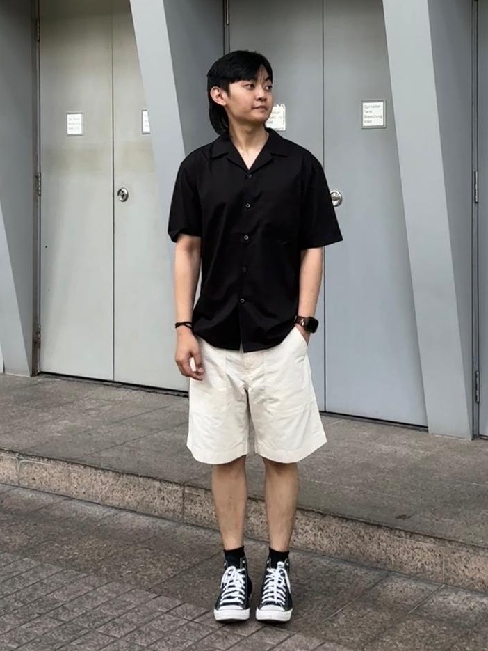 ⭐︎MEER. OPEN COLLAR SHORT SHIRT⭐︎ Check styling ideas for「Utility Work Shorts、Open Collar