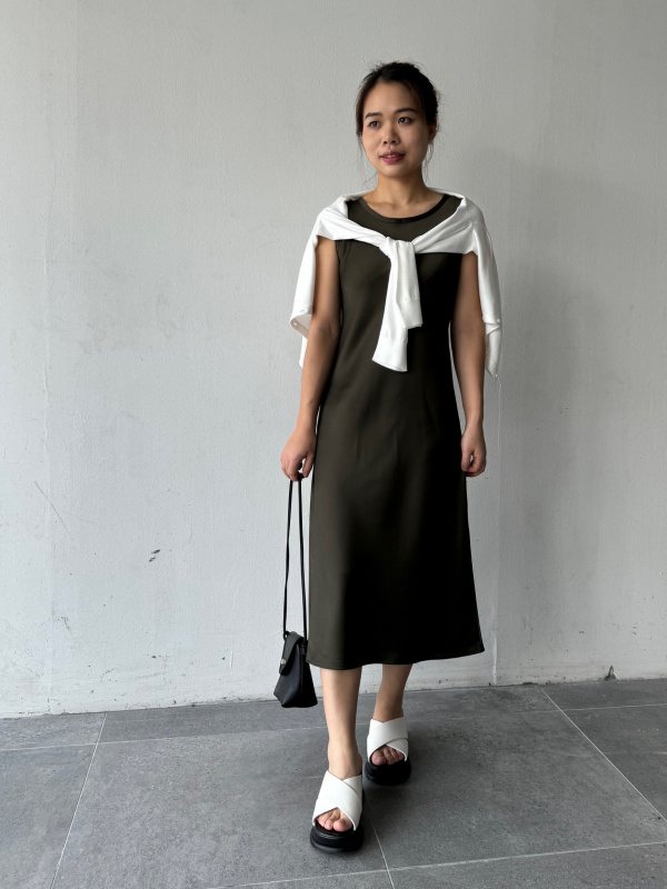 uniqlo satin dress sleeveless WOMEN'S SATIN SLEEVELESS DRESS