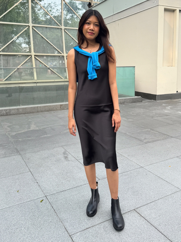 uniqlo satin dress sleeveless WOMEN'S SATIN SLEEVELESS DRESS