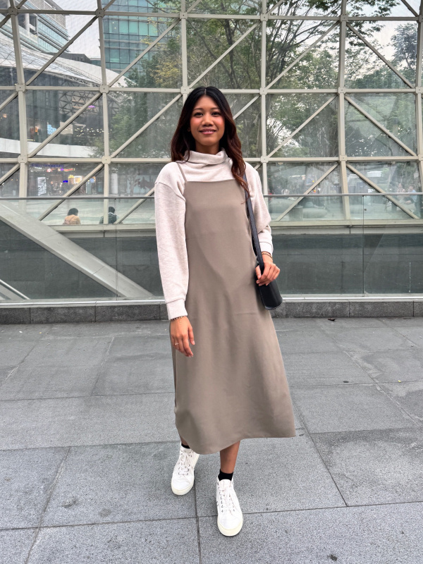 An outfit using Drape Camisole Dress｜UNIQLO PH