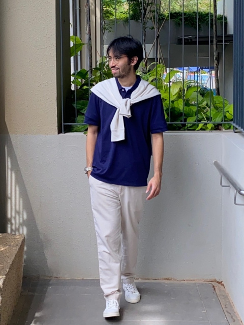 UNIQLO - ぬう　 An outfit using Half-Zip Sweatshirt and Wide Fit Chino Pants
