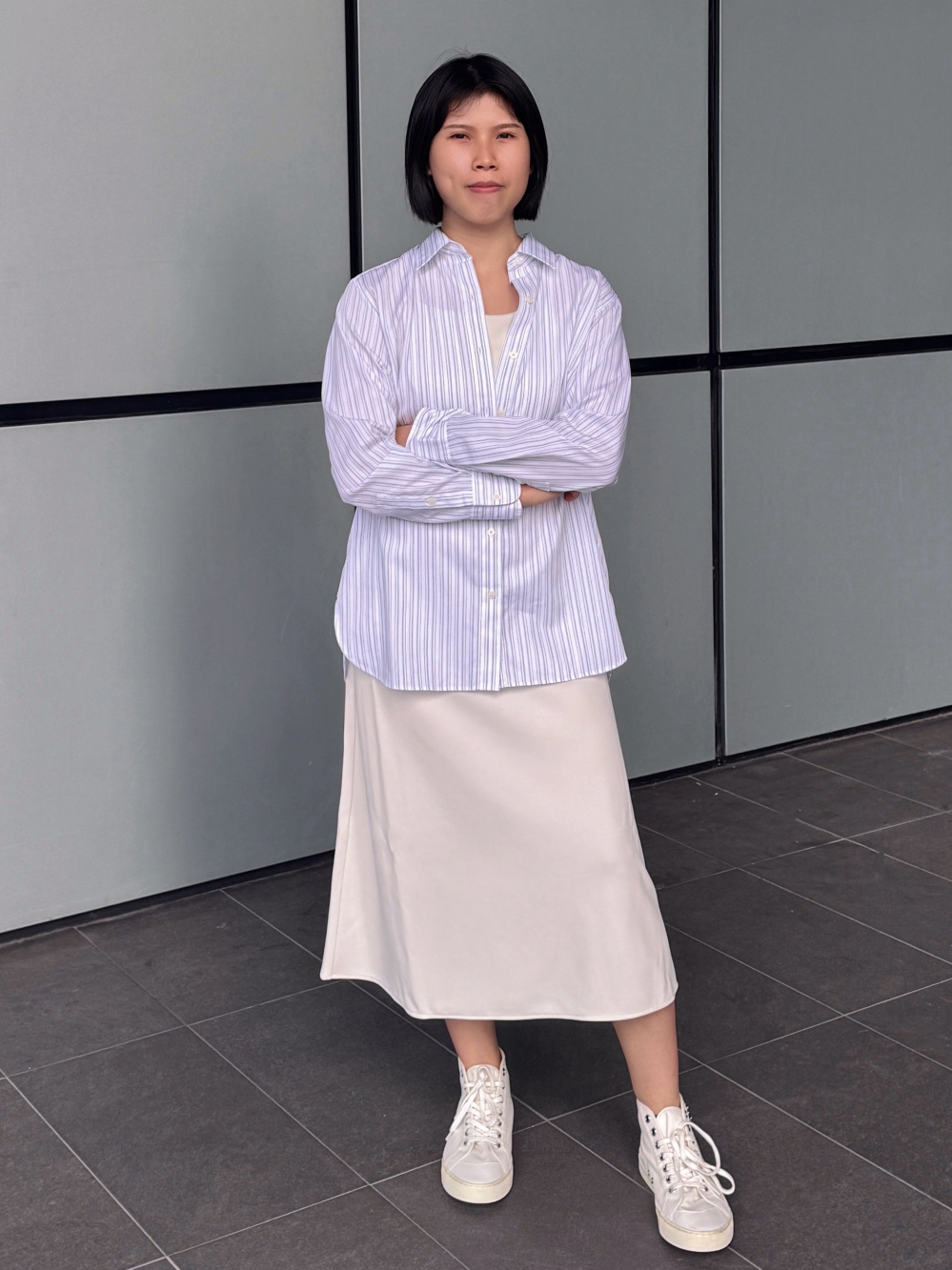 Check styling ideas forCrepe Jersey Bra Camisole Dress| UNIQLO SG
