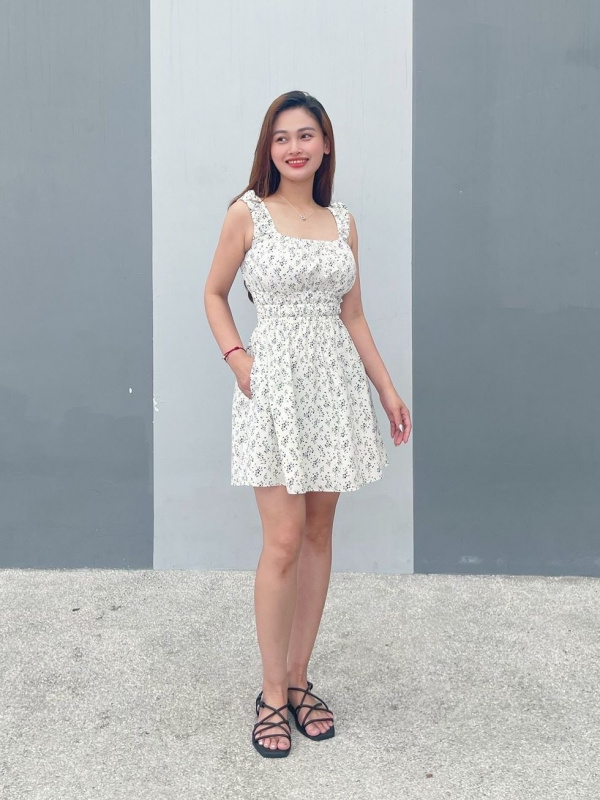 knee length dresses for ladies Gathered Cut-Out Mini Dress – Cotton Candy LA main image 1