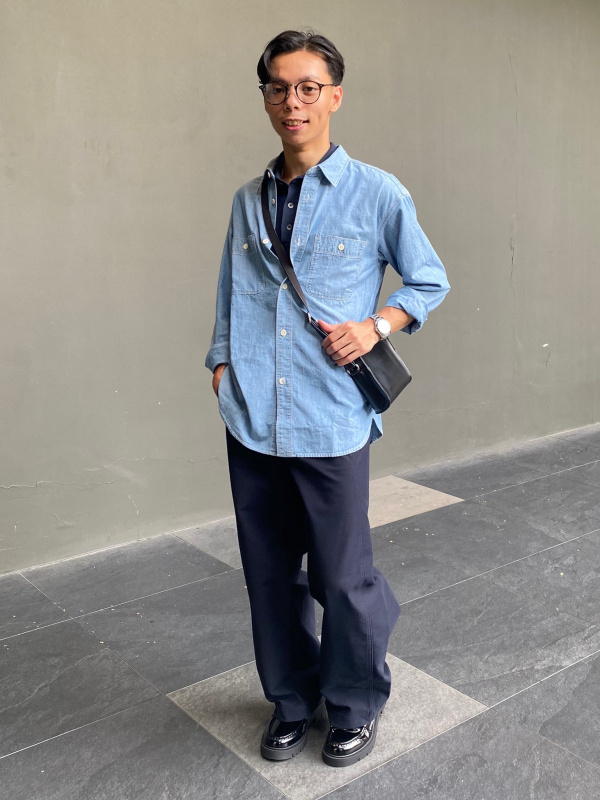CHAMBRAY OVERSHIRT LONG SLEEVE(MEN'S) OUTFIT IDEAS | UNIQLO SG