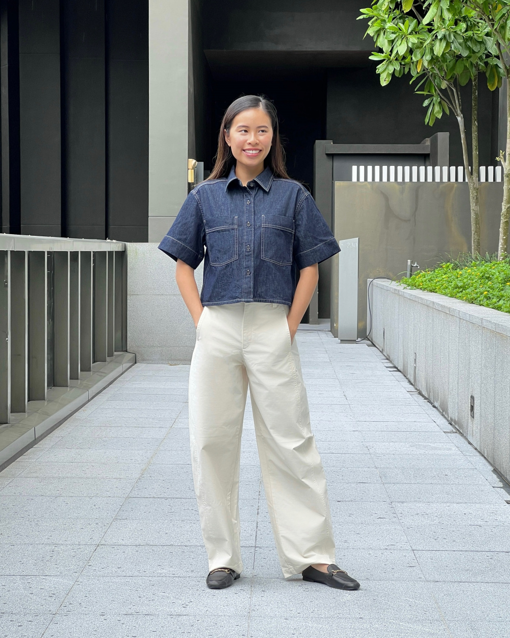 Check styling ideas forSunglasses Metal HexagonDenim Boxy Shirt Half  Sleeve| UNIQLO SG