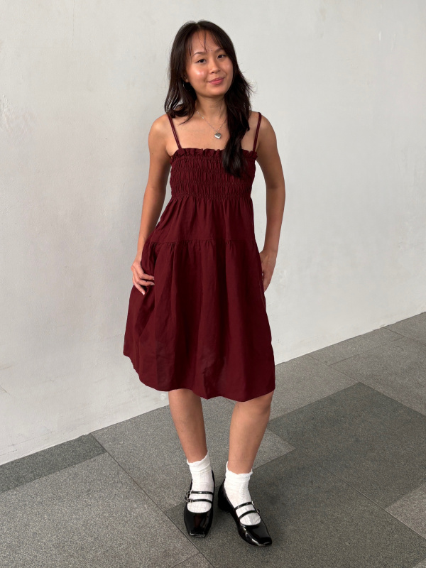 An outfit using Linen Blend Camisole Dress｜UNIQLO US