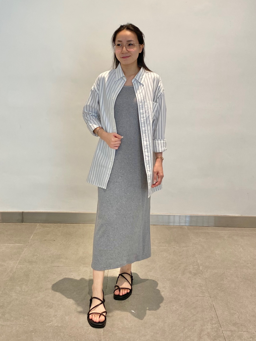 Check styling ideas forRibbed Bra DressOxford Oversized Shirt | Striped|  UNIQLO US