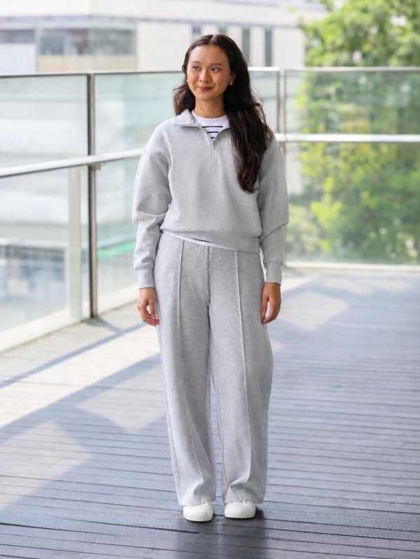 An outfit using Sweat Straight Pants (Regular Length) and Sweat