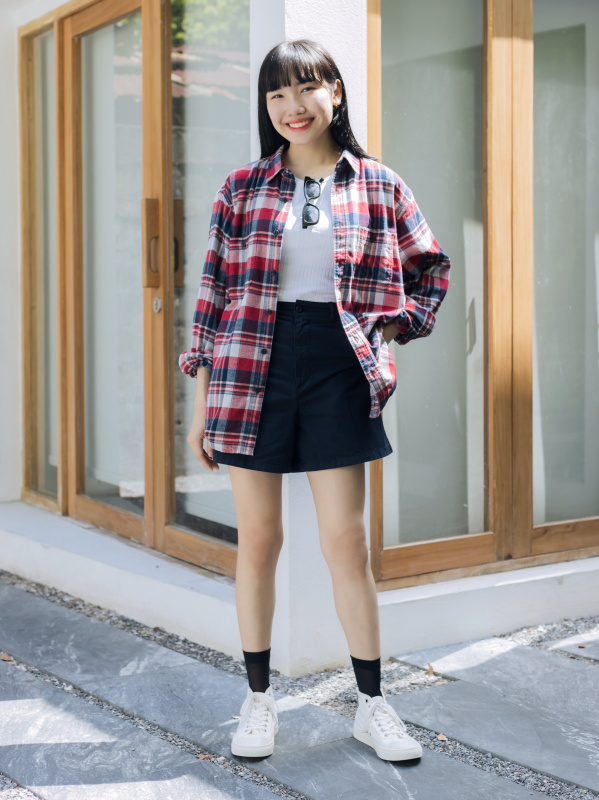 Checkered shirt and on sale shorts