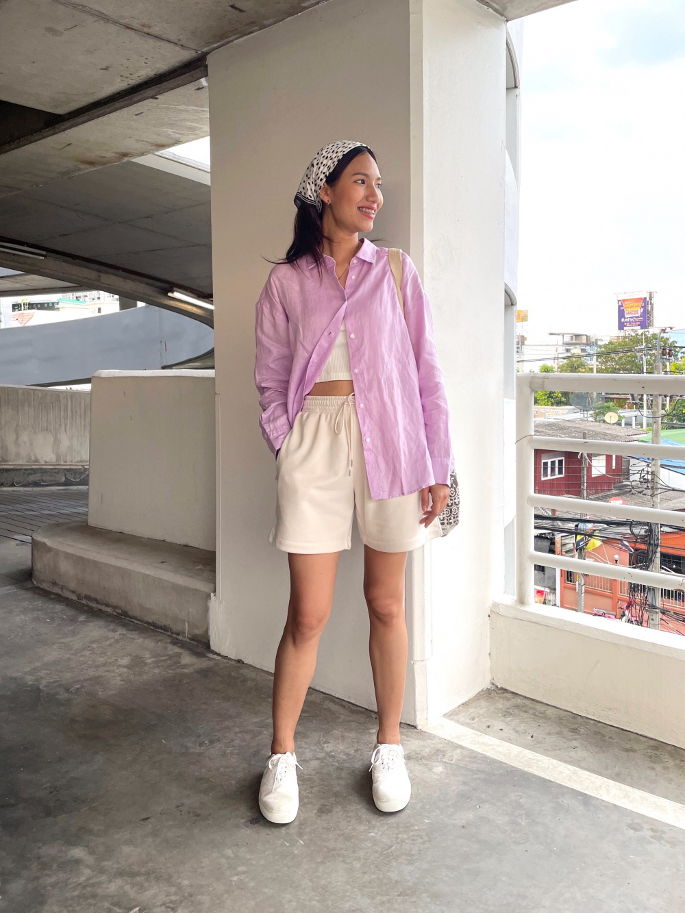 Check styling ideas for「Sweat Long Sleeve Shirt、Premium Linen Long