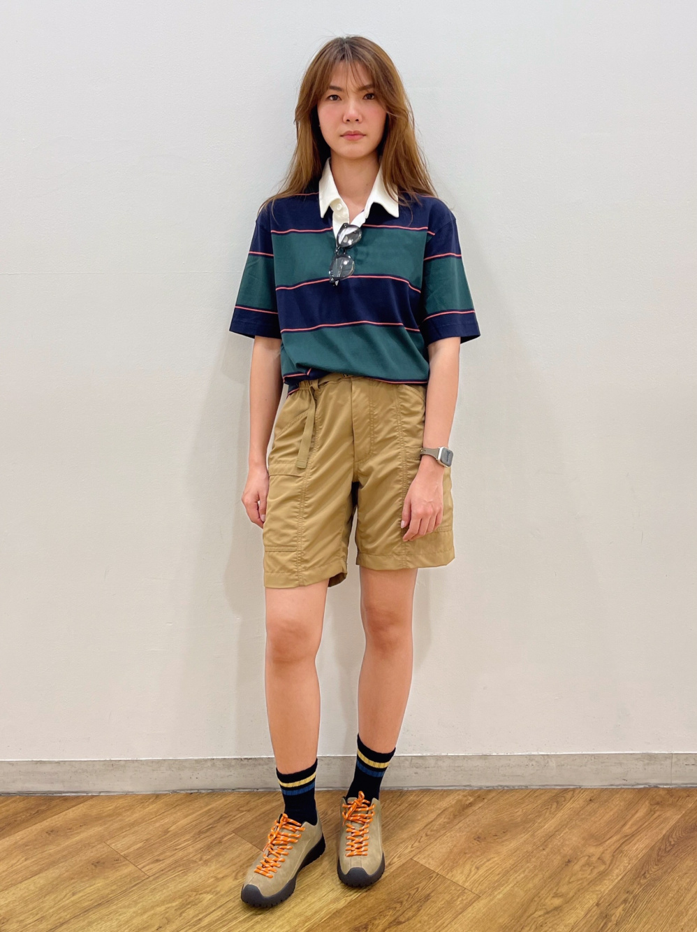 Polo and shorts outfit hot sale female