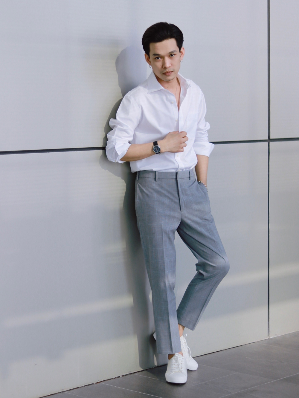 SMART ANKLE PANTS GLENCHECK