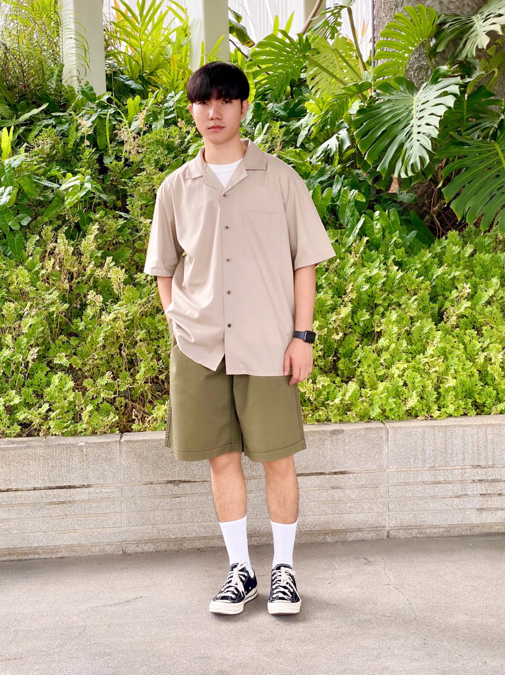 Check styling ideas for「MODAL COTTON OPEN COLLAR SHORT SLEEVE