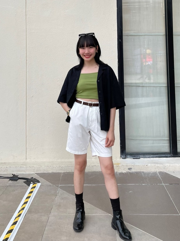 uniqlo linen blend open collar shirt
