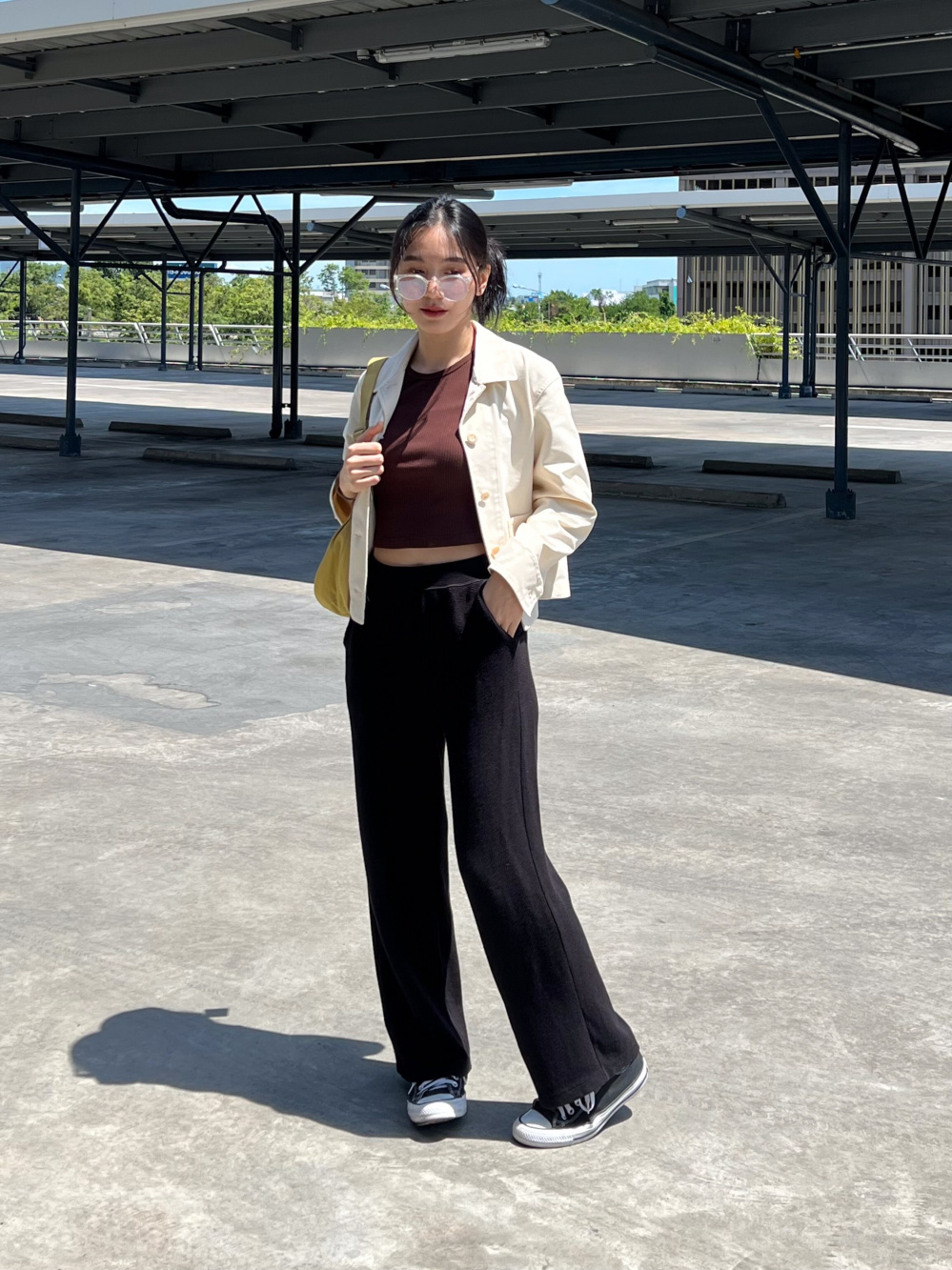 Check styling ideas for「Ultra Stretch Waffle Straight Pants」