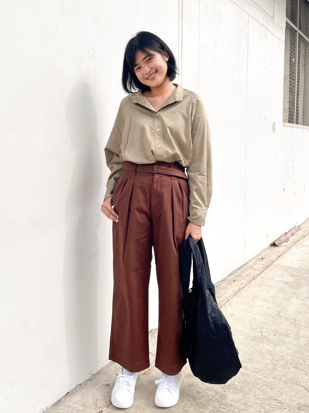 UNIQLO U BELTED PLEATED WIDE PANTS