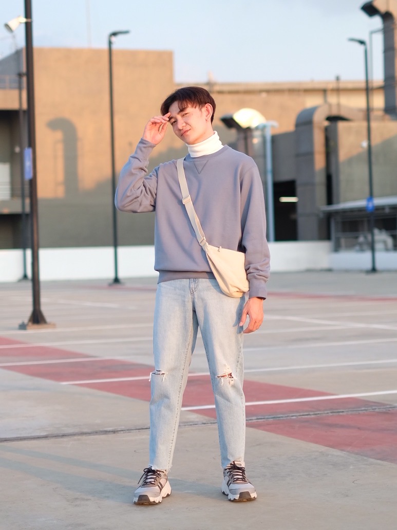 Check styling ideas for「Cotton Baggy Pants、Round Mini Shoulder