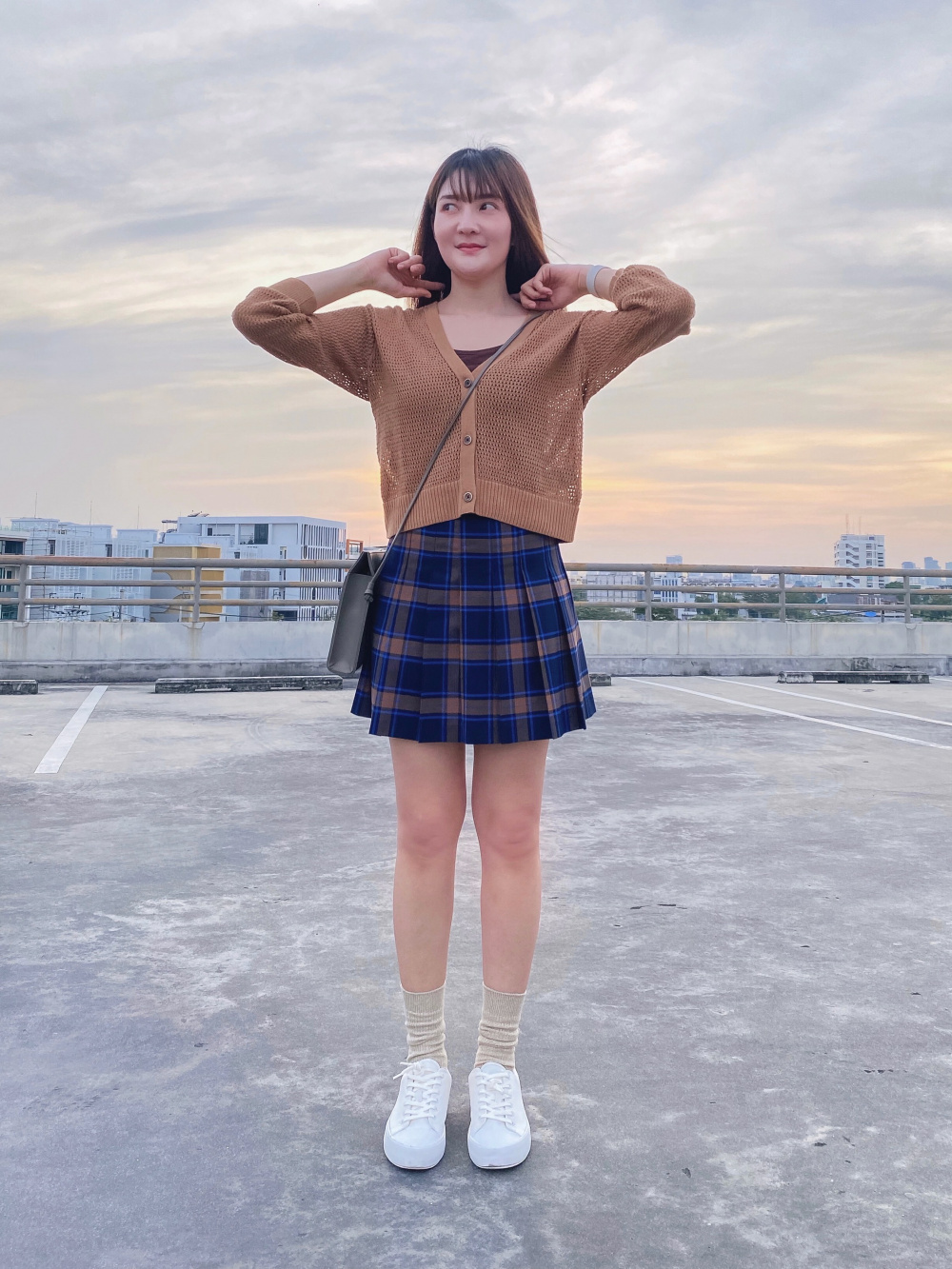 Pleated plaid shop mini skirt jacket