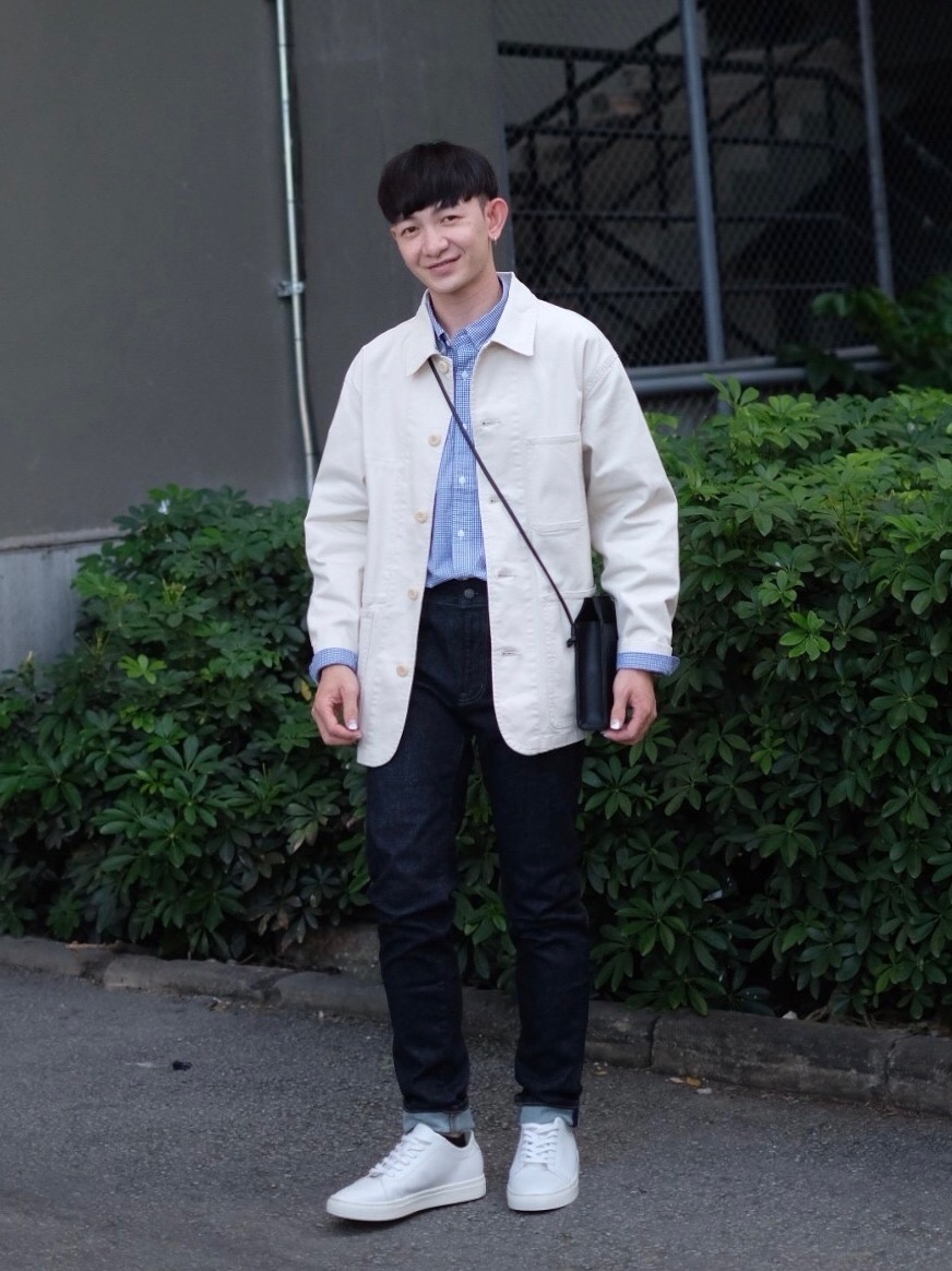 Check styling ideas for「Extra Fine Cotton Broadcloth Long Sleeve Shirt  (Checked - Button Down Collar)、Coach Jacket」