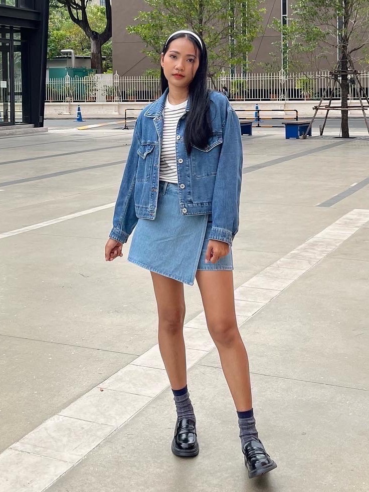 Check styling ideas for「Denim Skort」