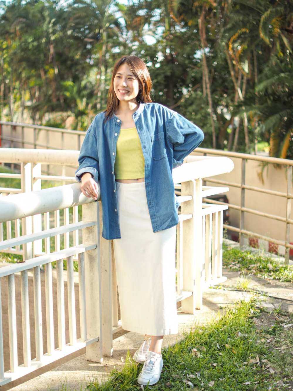 Check styling ideas for「Denim Short Jacket、Ribbed Square Neck